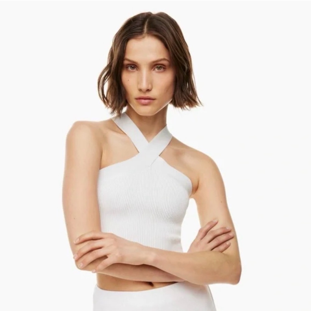 Aritzia Babaton Sculpt Knit Criss Cross Cropped Tank